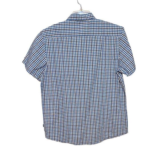 Gap Asher Plaid Short Sleeve Poplin Shirt Blue & White Pocket Men's Medium NWT - Picture 3 of 8